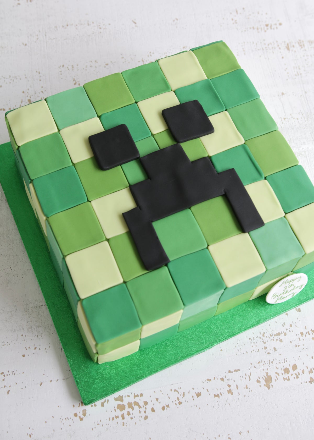 Square Minecraft Creeper Face Cake