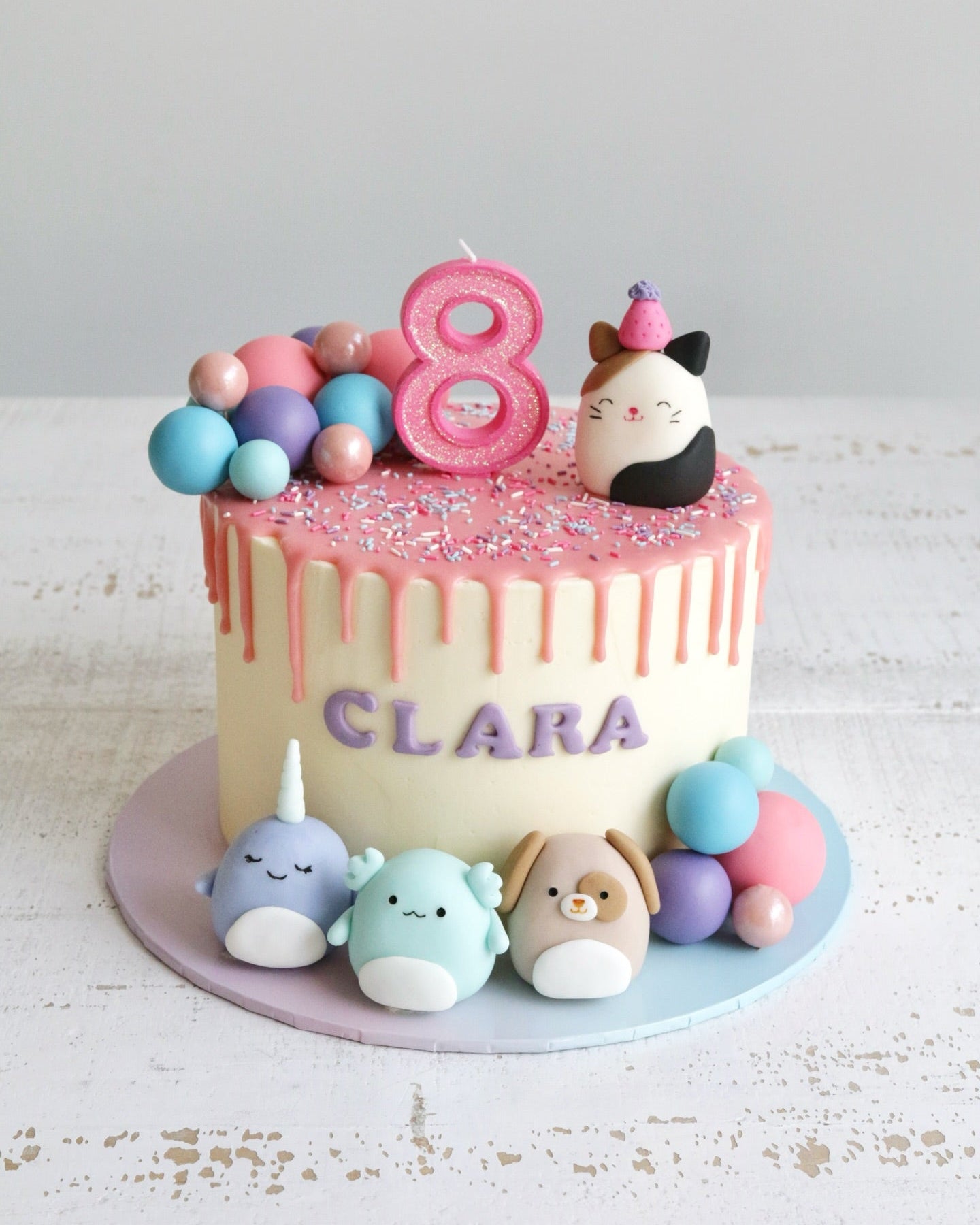 Squishmallows Birthday Cake with Pink Drip