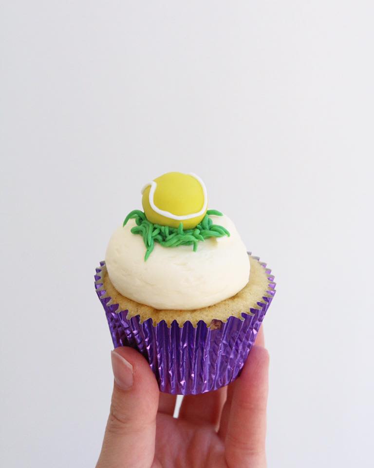 Vanilla Cupcake with Buttercream Grass and Fondant Tennis Ball Decoration