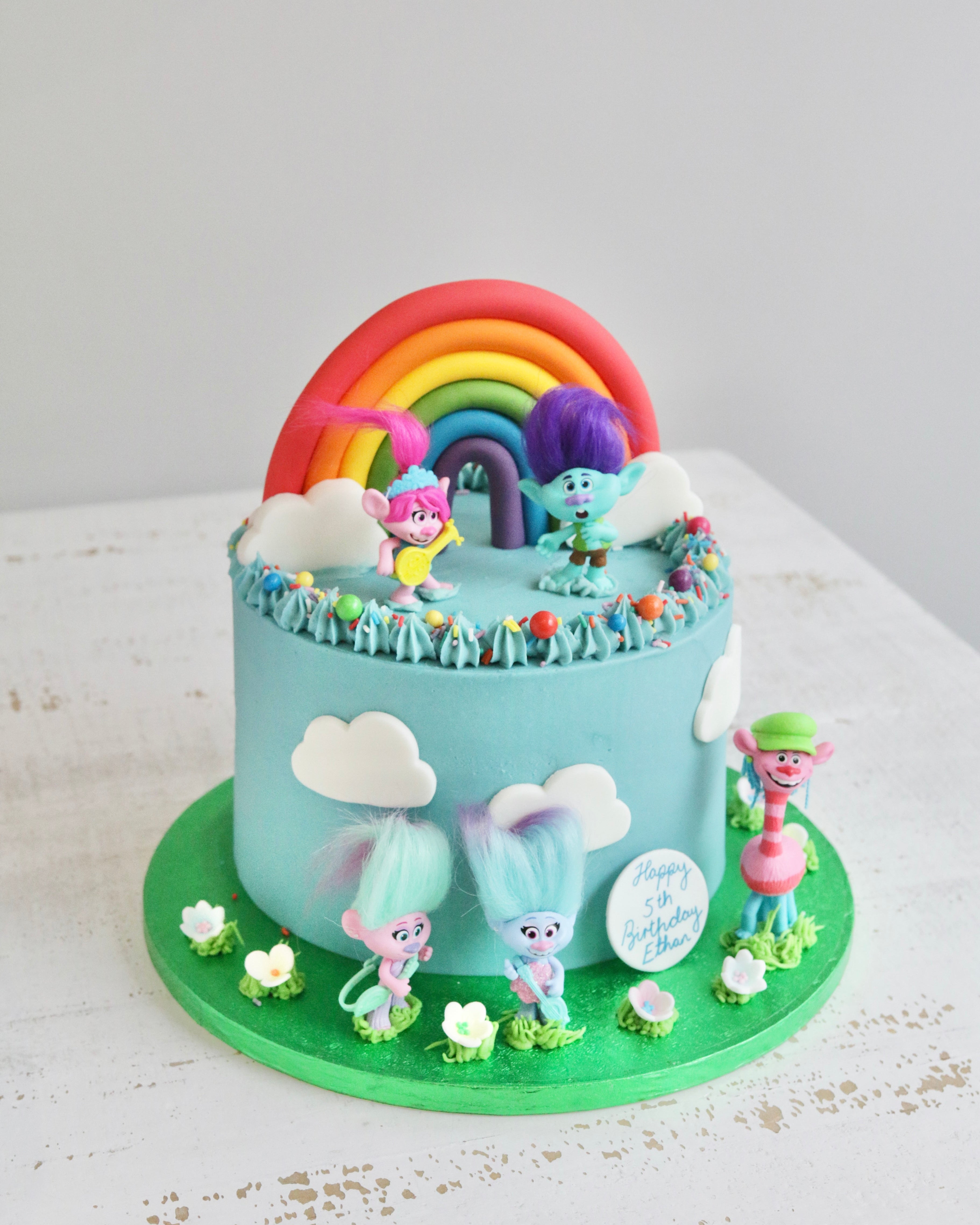 Trolls Rainbow Birthday Cake