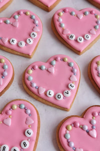 Valentine's Bracelet Biscuits with Love Message Close Up