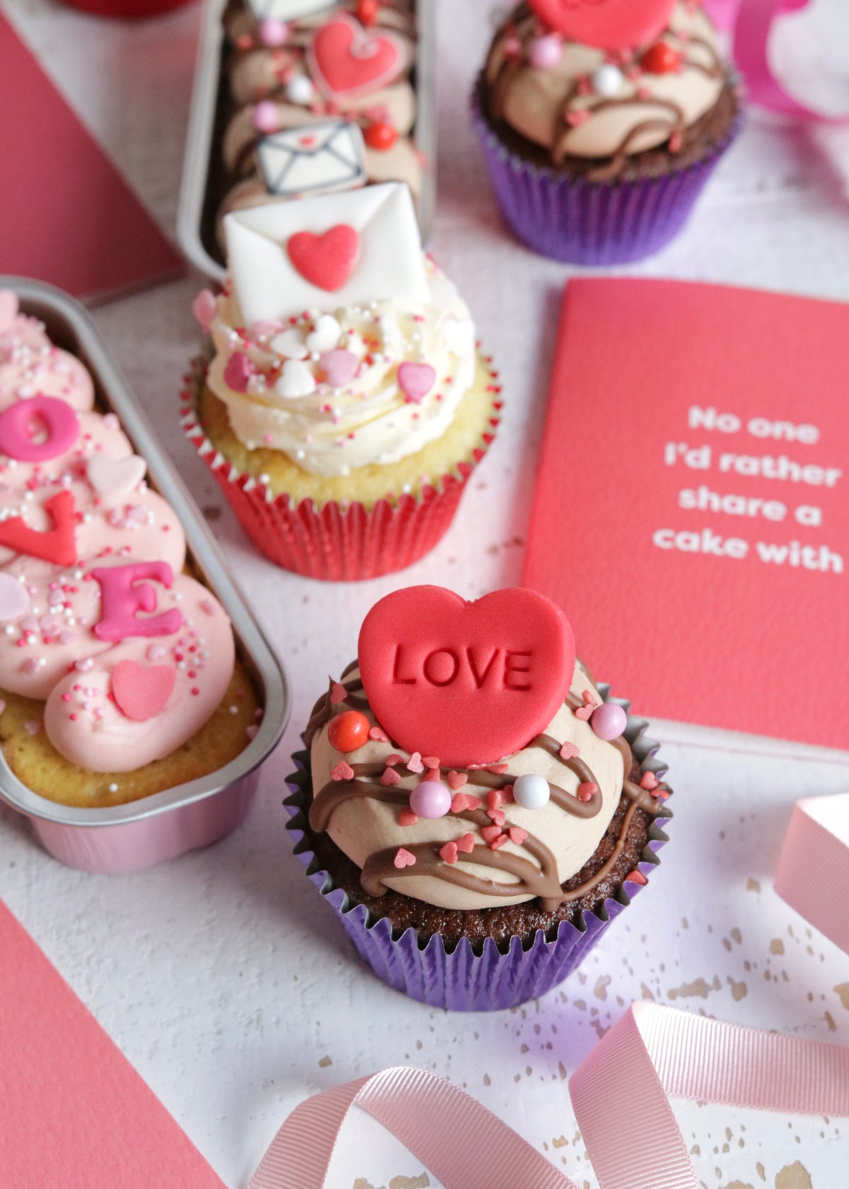 Afternoon Crumbs Valentine's 2025 Collection with Close Up on Love Heart Cupcake