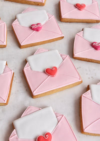 Valentine's Love Letter Biscuits Close Up Angle