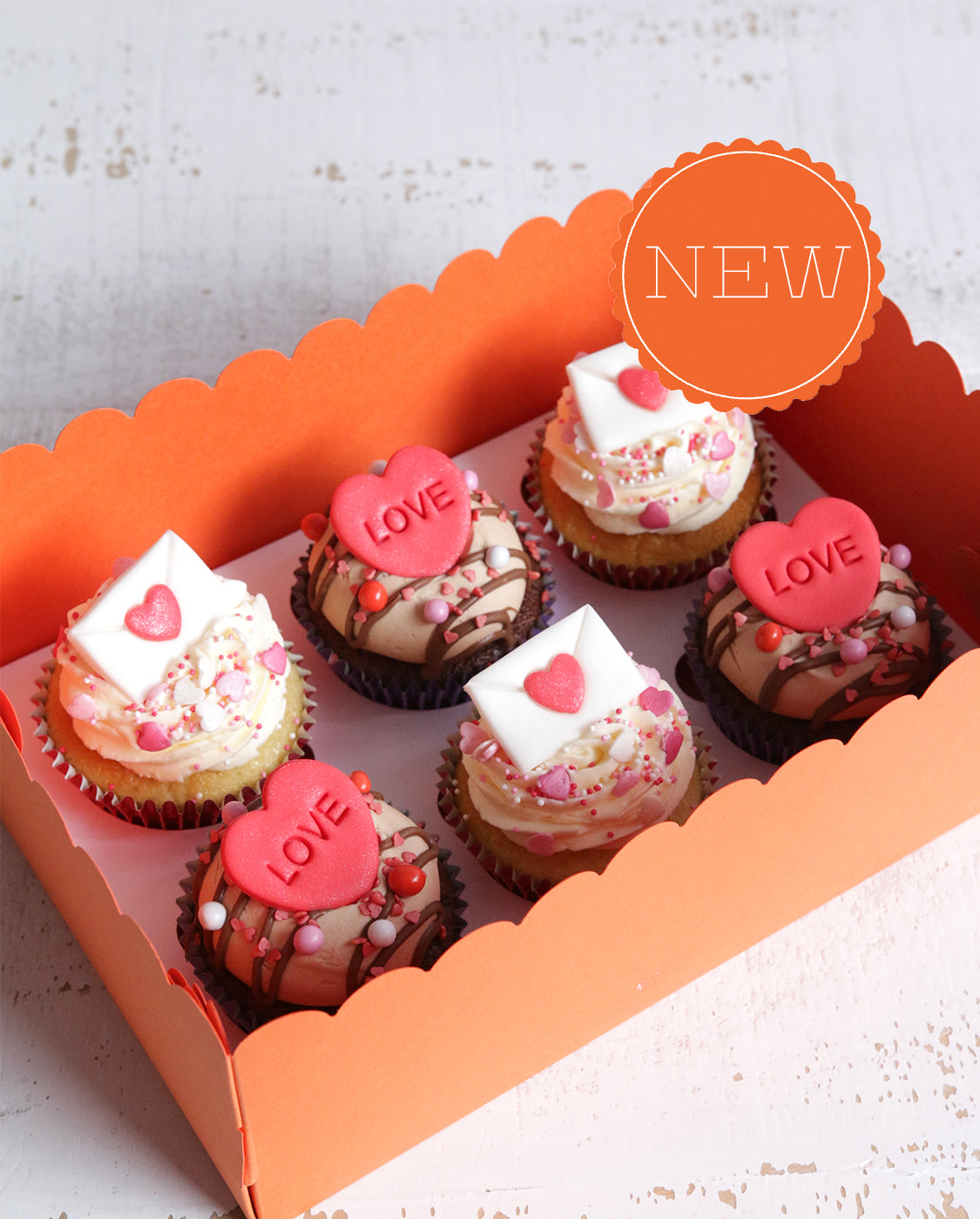 Valentine's Love Letter Cupcakes with New Badge