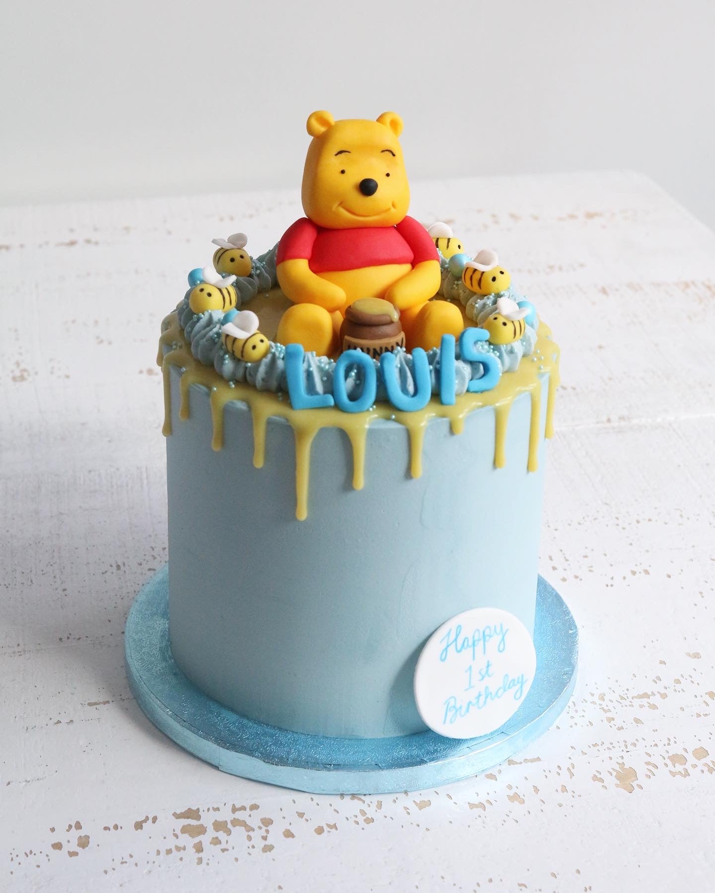 Winnie The Pooh 1st Birthday Drip Cake