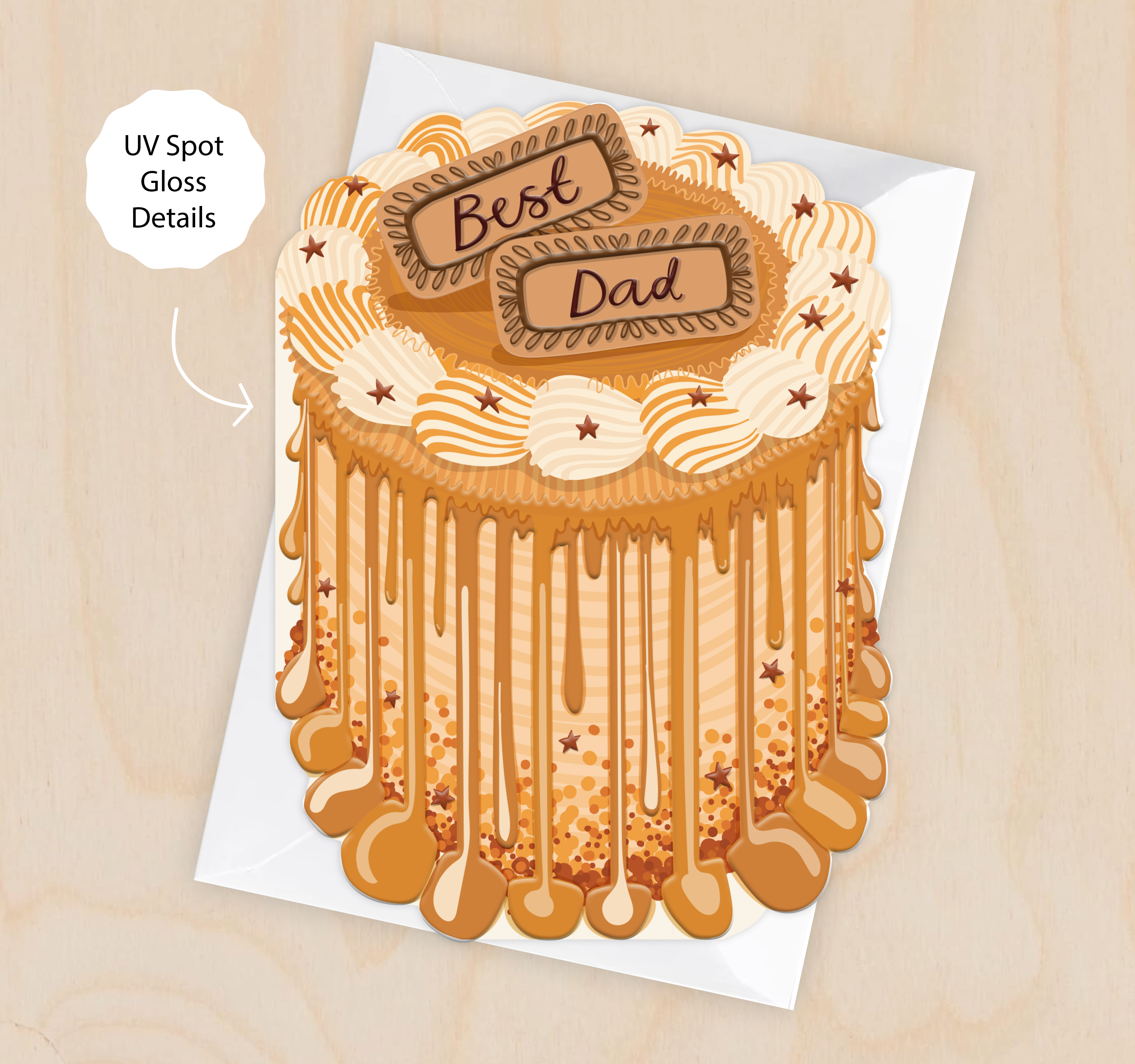 Best Dad - Cake Shaped Greeting Card for Father's Day