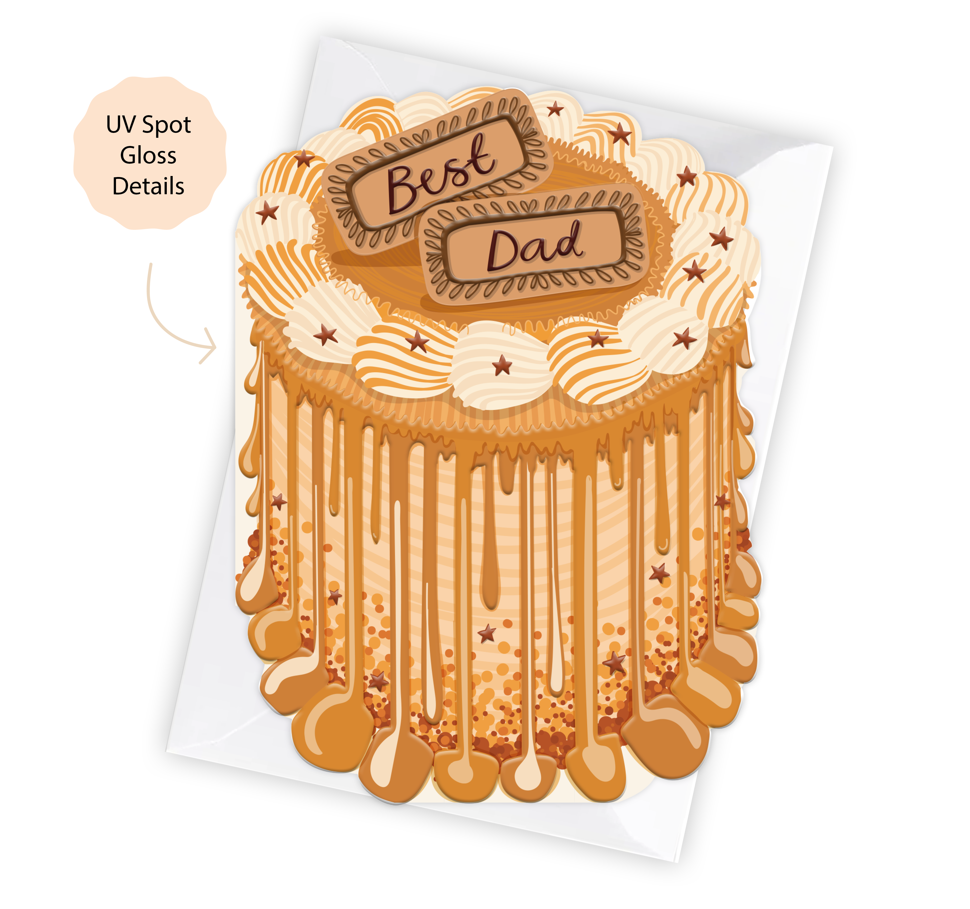 Best Dad - Cake Shaped Greeting Card for Father's Day