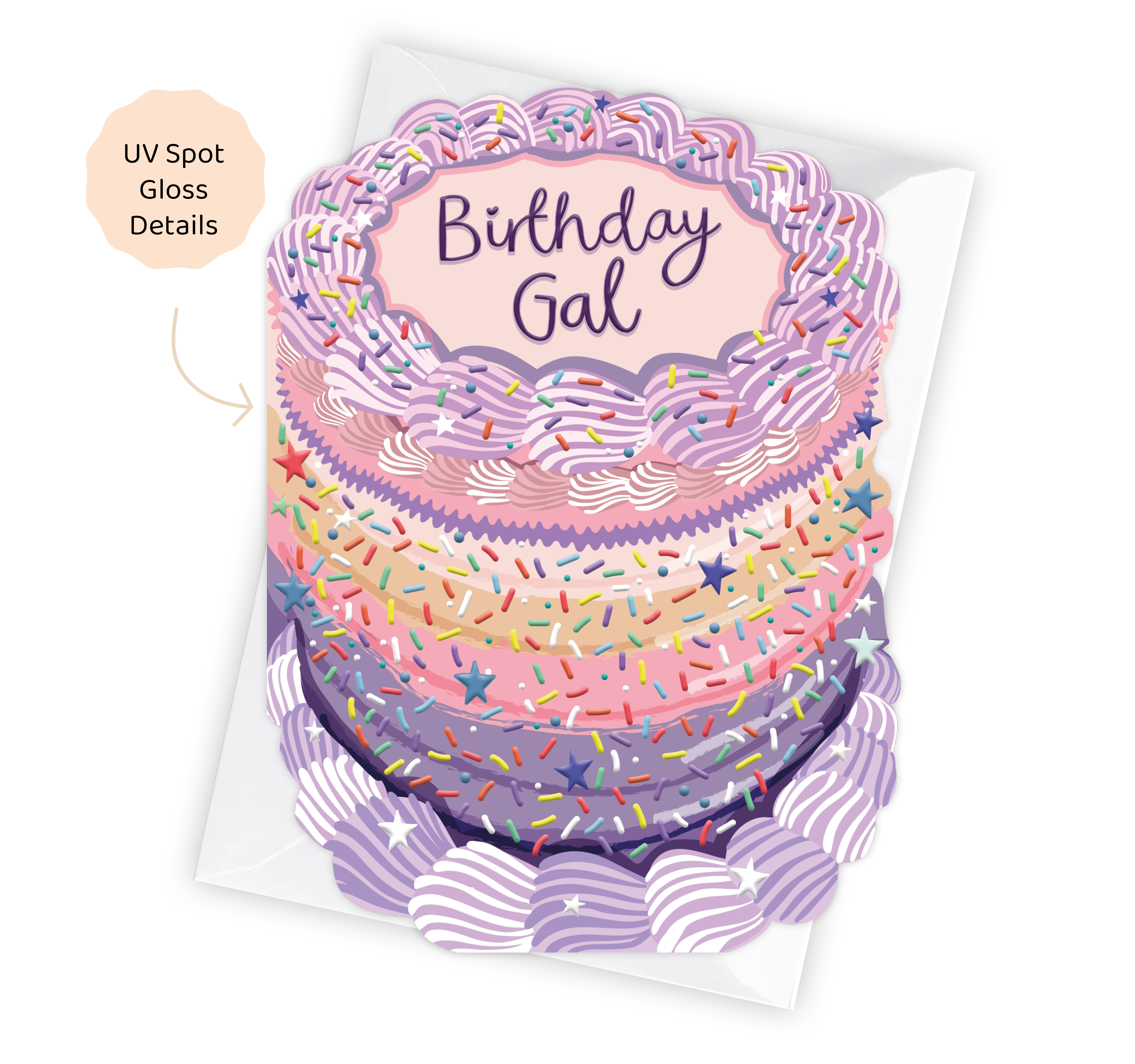 Birthday Gal - Birthday Cake Shaped Greeting Card