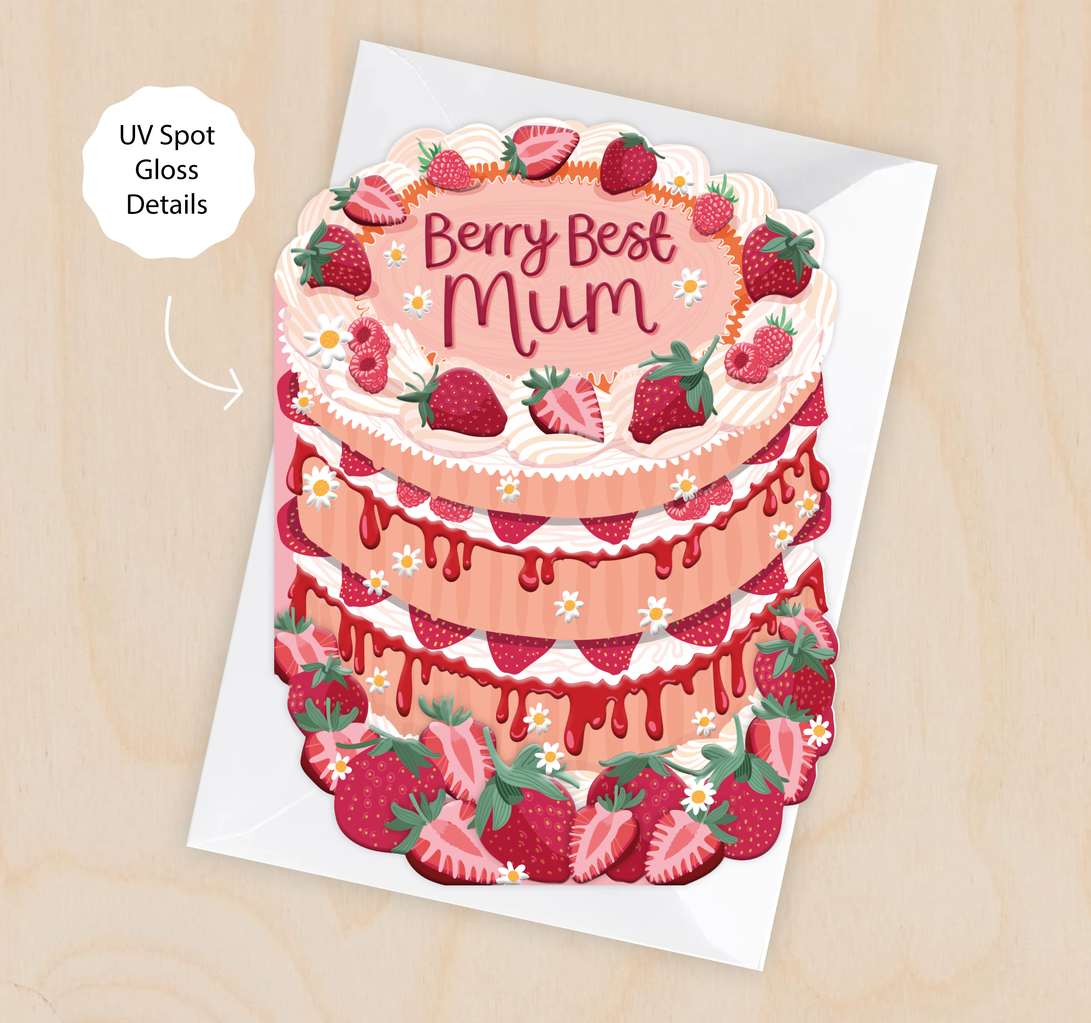 Berry Best Mum - Cake Shaped Greeting Card for Mother's Day