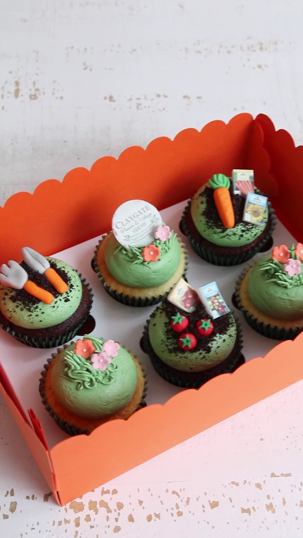 Box of Claygate Flower Show Cupcakes Video