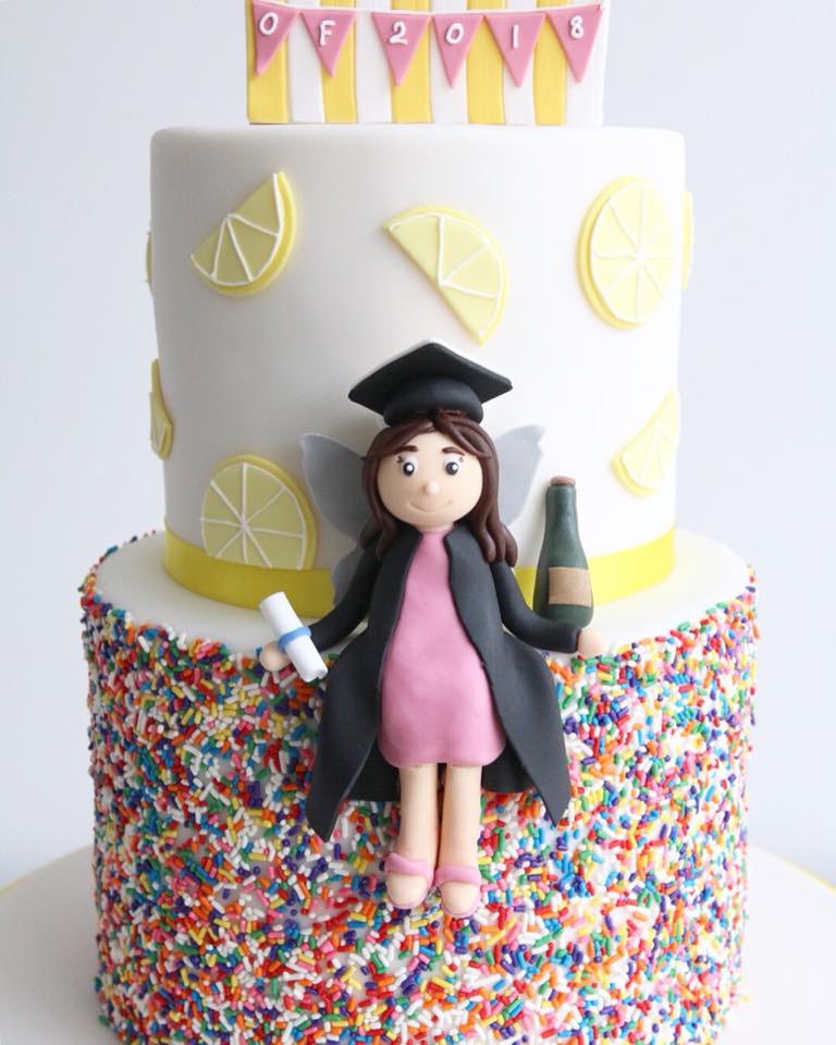 Lemonade Stand Graduation Cake Close Up