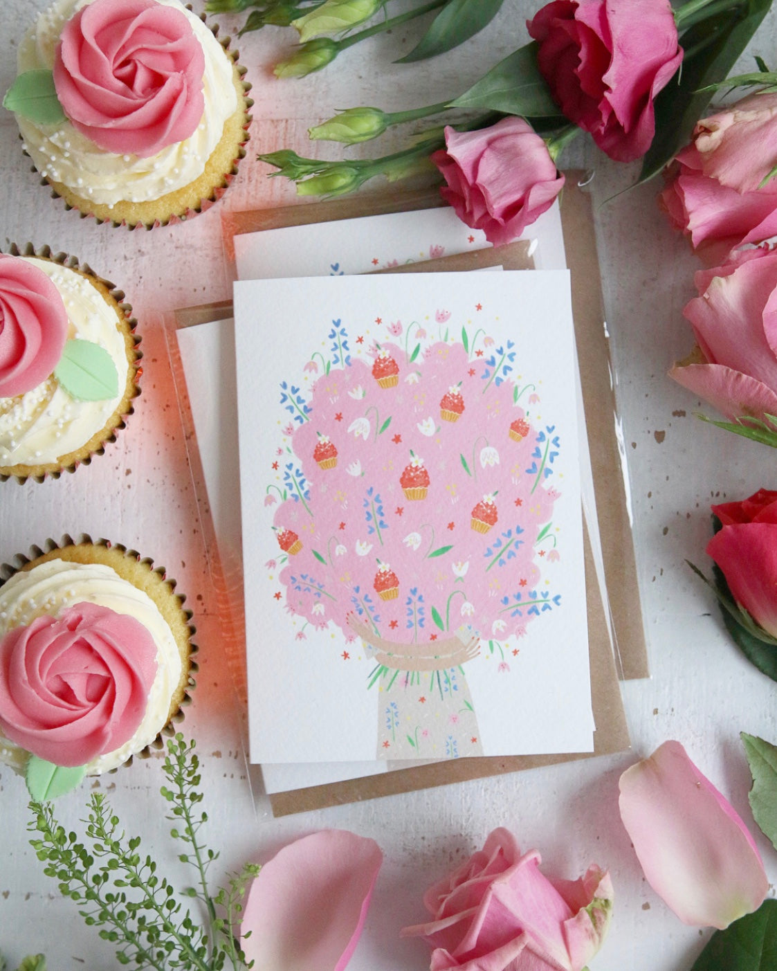 Bouquet of Cupcakes Greeting Card
