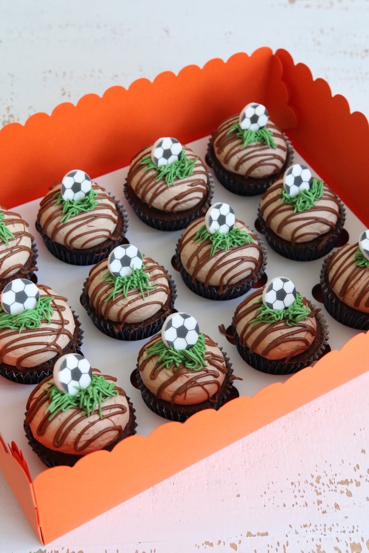 Box of Football Cupcakes