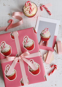 Candy Cane Cupcakes Wrapping Paper