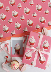 Candy Cane Cupcakes Wrapping Paper