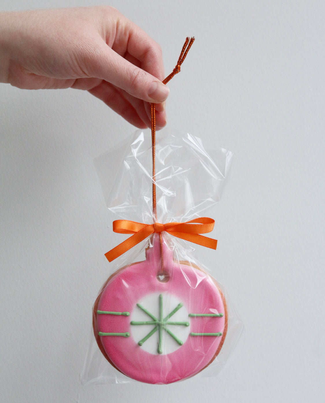 Pink Christmas Bauble Biscuit