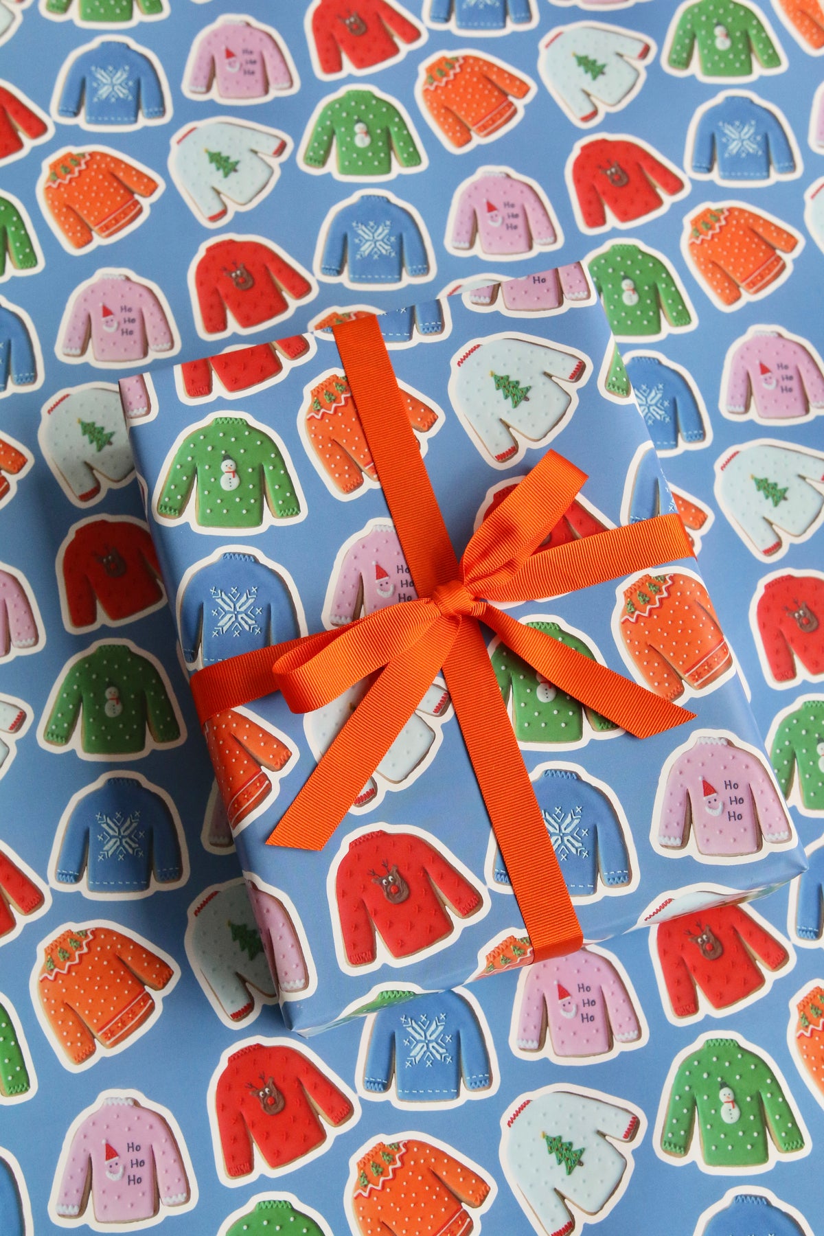 Christmas Jumper Biscuit Wrapping Paper at Angle