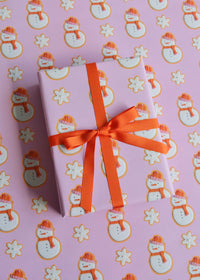 Christmas Snowman Biscuit Wrapping Paper on Angle