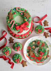 Christmas Plate with Cake and Cupcakes