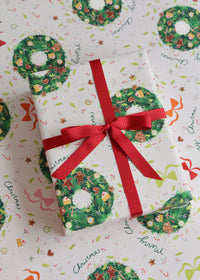Christmas Wreath Wrapping Paper on Angle