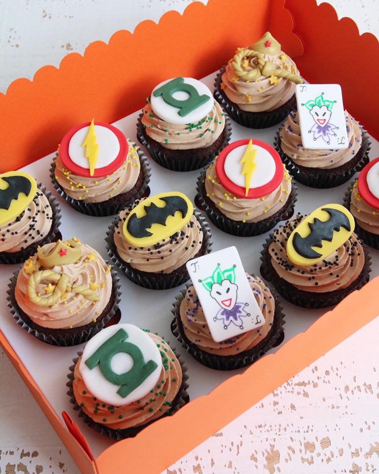 DC Superhero Cupcakes with Batman, The Flash, The Joker, Woderwoman and The Green Lantern
