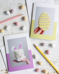 Easter Bunny Cake & Easter Egg Biscuit Photo Card Holding