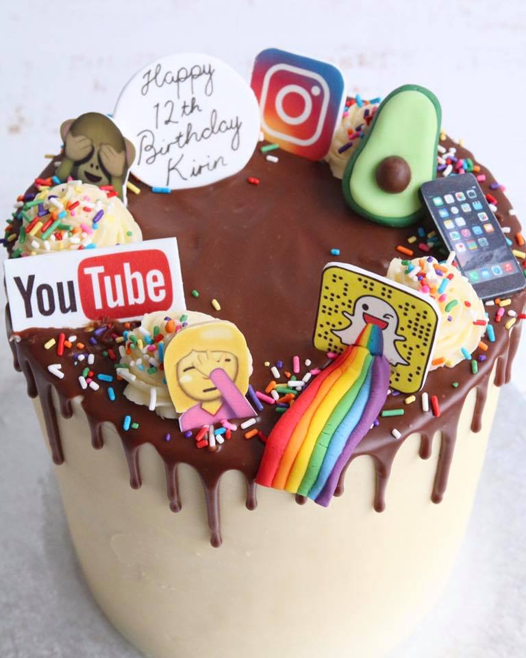 Emoji, Youtube, Instagram, Drip Cake