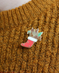 Enamel Christmas Stocking Pin