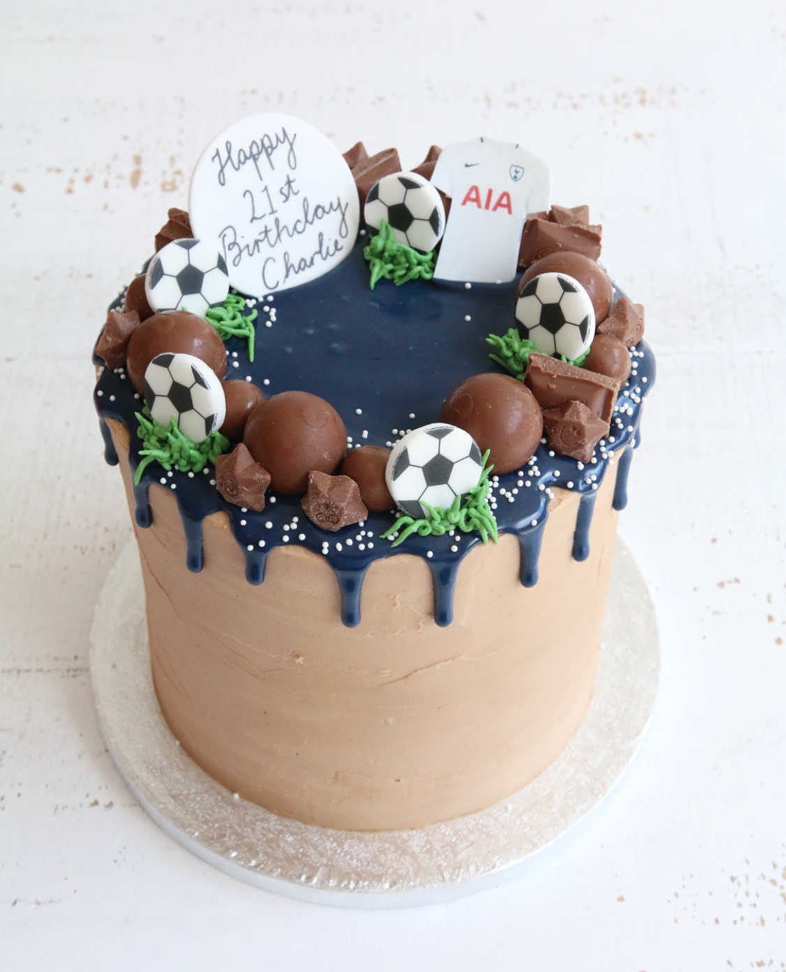 Football Buttercream Drip Cake
