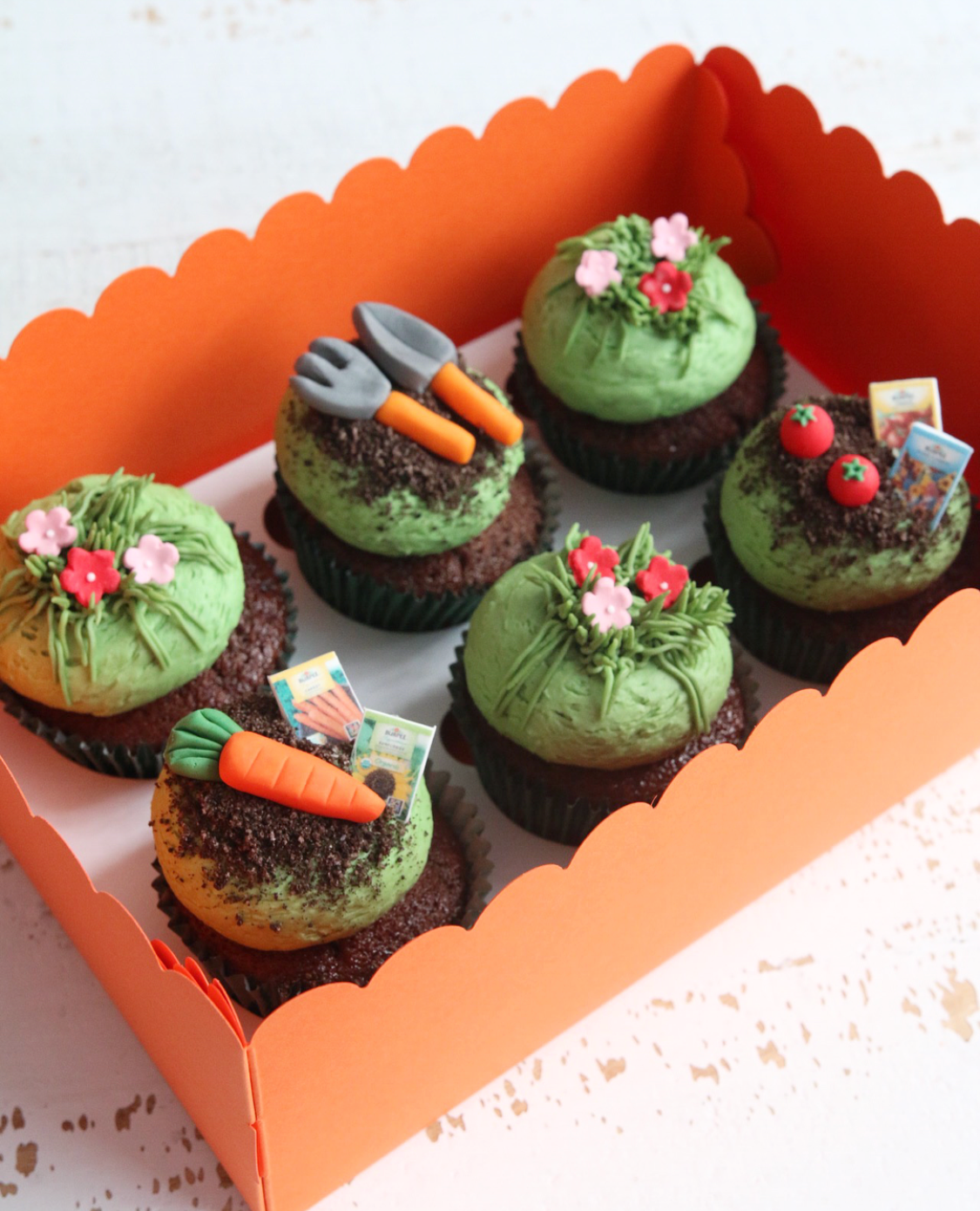 Box of Gardening Cupcakes
