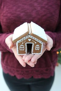 Christmas Mini Gingerbread House in Hands