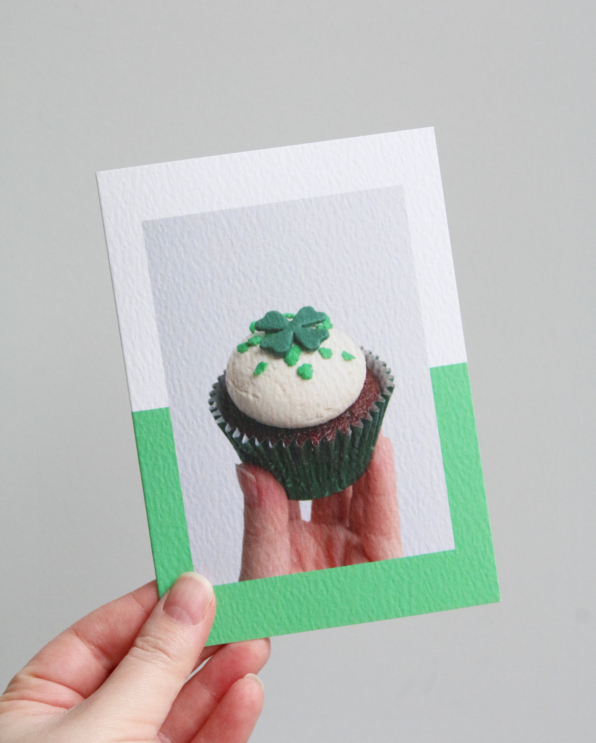 Good Luck Shamrock Cupcake Photo Greeting Card