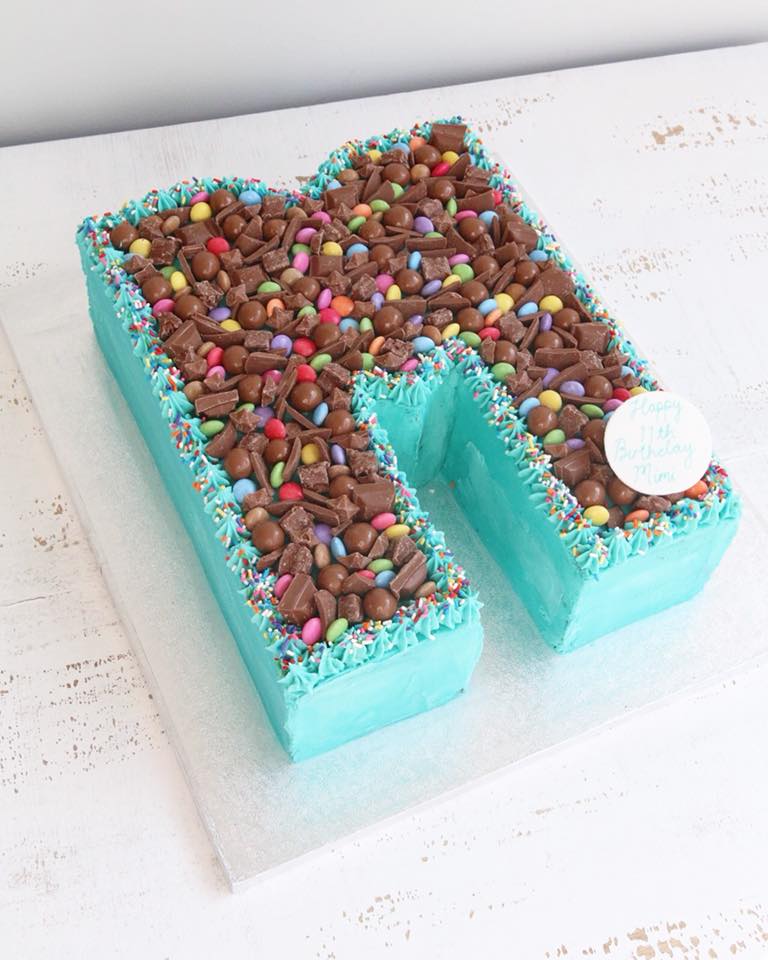 Letter M Buttercream Birthday Cake with Chocolates