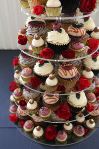Red and Black Cupcake Tower Close Up