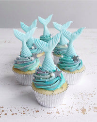 Mermaid Cupcakes in Turquoise on Table