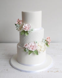 Pastel Pink Floral Wedding Cake