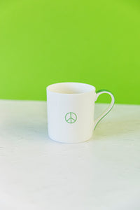 Peace Joy Christmas Cookies Mug Green Handle Back Peace Logo.jpg