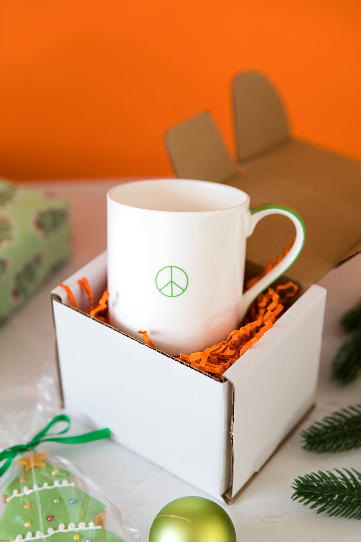 Peace Joy and Christmas Cookies Mug in Box Back Icon