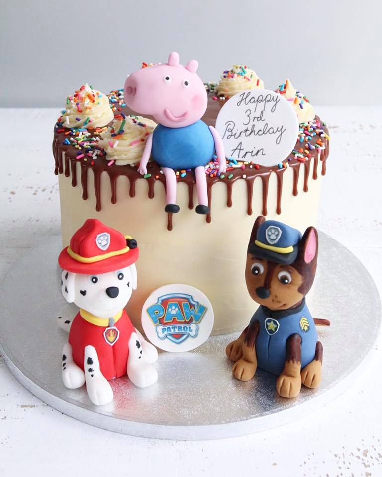 Peppa Pig and Paw Patrol Drip Cake