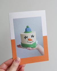 Snowman Cake Photo Christmas Card