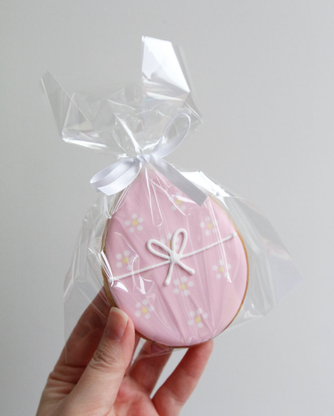 Pink Floral Easter Egg Biscuit Packaged
