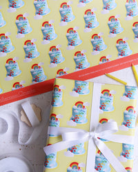 Rainbow Cake Wrapping Paper With logo tied with Ribbon 