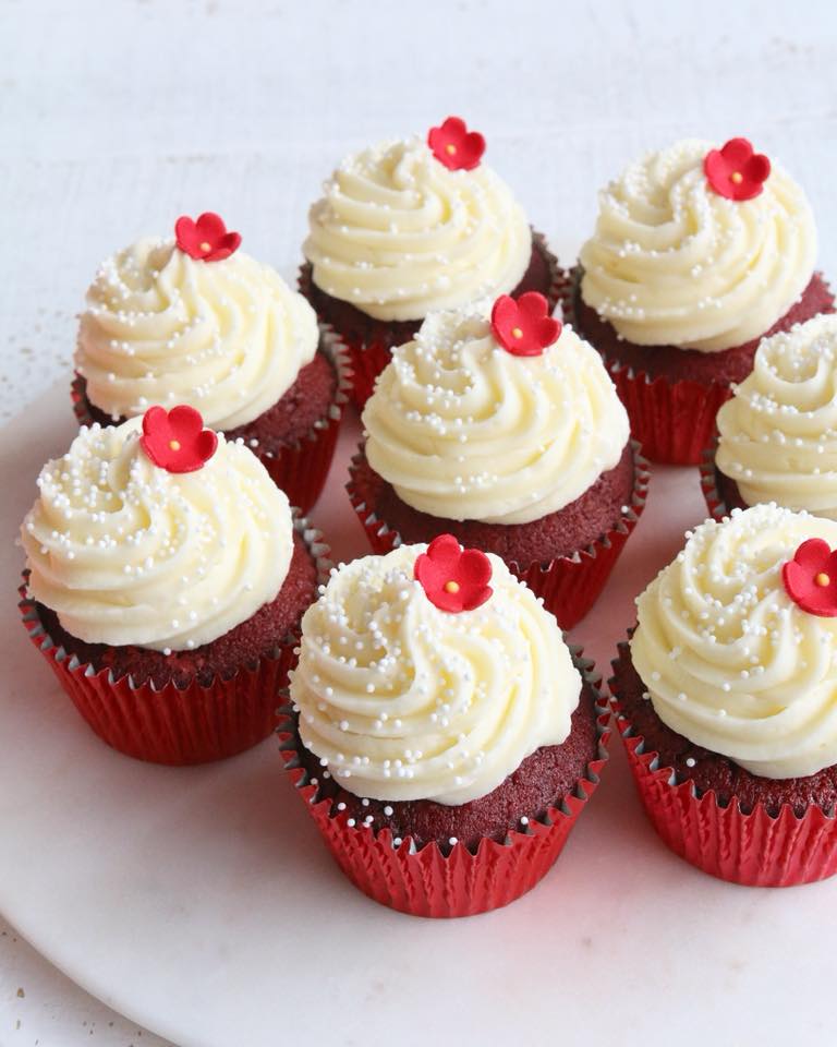 Red Velvet Cupcakes with Vanilla Frosting
