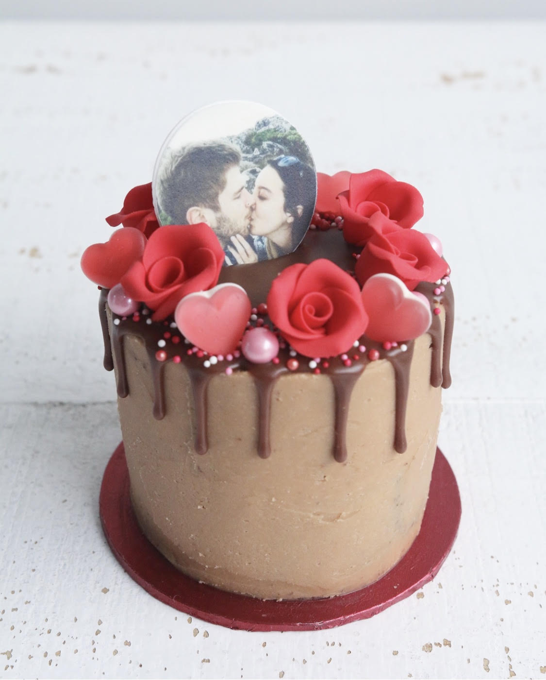 Mini Valentine's Rose Photo Cake