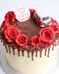 Ruby 40th Anniversary Rose Drip Cake