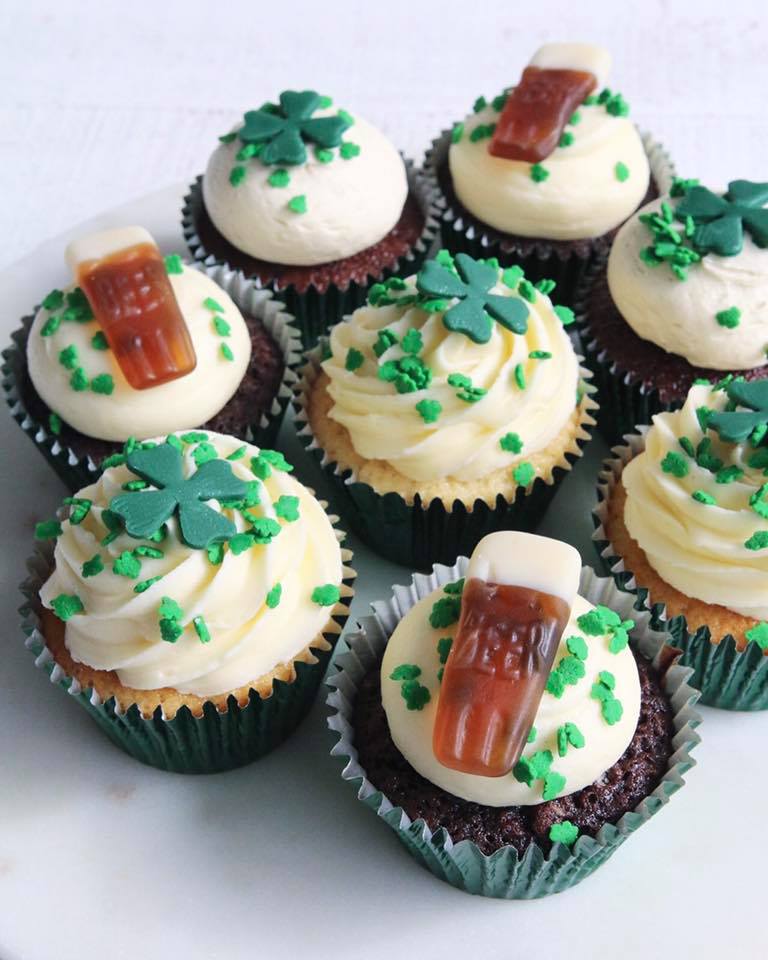 St Patrick's Day Irish Guinness and Bailey's Cupcakes with Shamrocks