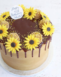 40th Birthday Sunflower Drip Cake