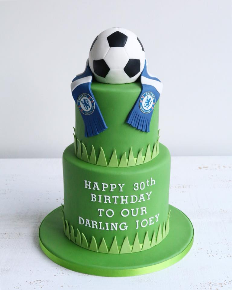 Two Tier Chelsea Football 30th Birthday Cake