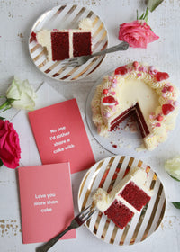 Mini Valentine's Cake with Slices and Cards