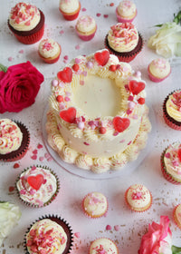 Mini Valentine's Cake with Cupcakes